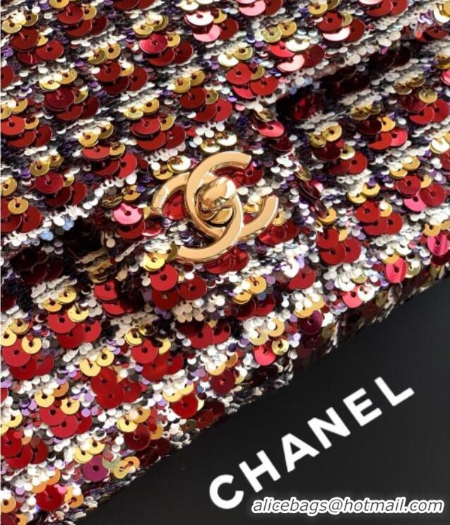 Well Crafted Chanel Sequins Flap Handbag AS4561 Red 2025