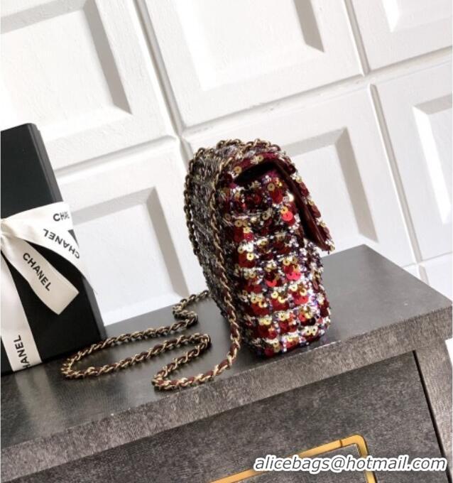 Well Crafted Chanel Sequins Flap Handbag AS4561 Red 2025