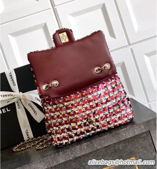 Well Crafted Chanel Sequins Flap Handbag AS4561 Red 2025