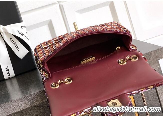 Well Crafted Chanel Sequins Flap Handbag AS4561 Red 2025