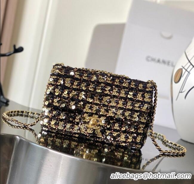 Reasonable Price Chanel Sequins Flap Handbag AS4561 Gold-Tone/Black 2025