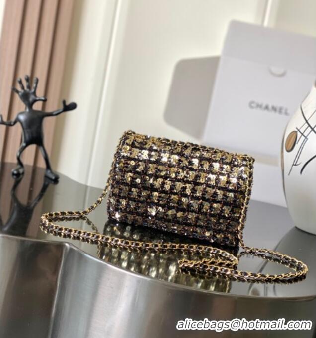 Reasonable Price Chanel Sequins Flap Handbag AS4561 Gold-Tone/Black 2025