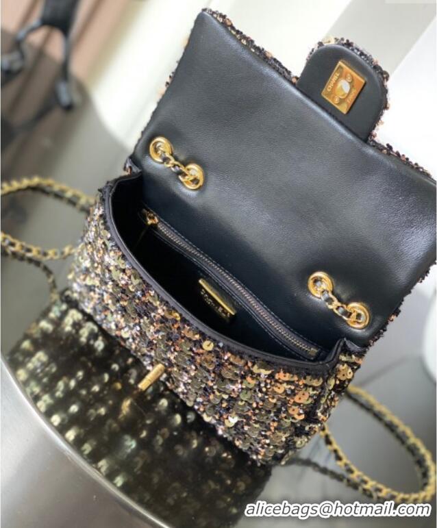 Reasonable Price Chanel Sequins Flap Handbag AS4561 Gold-Tone/Black 2025