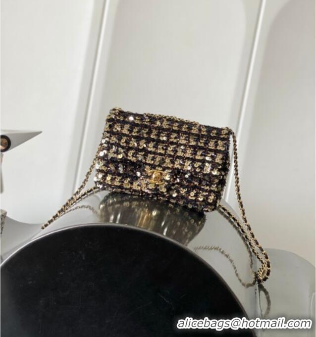 Reasonable Price Chanel Sequins Flap Handbag AS4561 Gold-Tone/Black 2025
