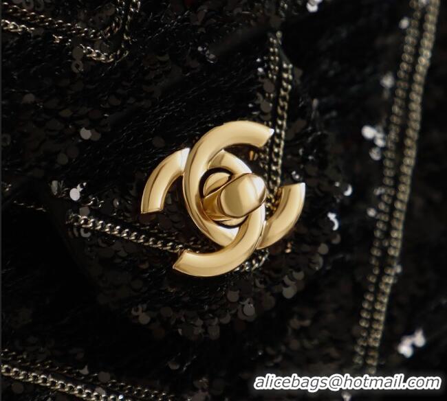 Best Price Chanel Chevron Sequins Flap Handbag CH100904 Black 2025