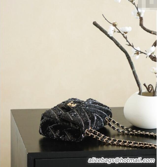 Best Price Chanel Chevron Sequins Flap Handbag CH100904 Black 2025