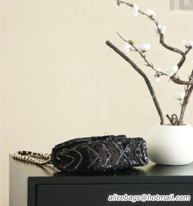 Best Price Chanel Chevron Sequins Flap Handbag CH100904 Black 2025