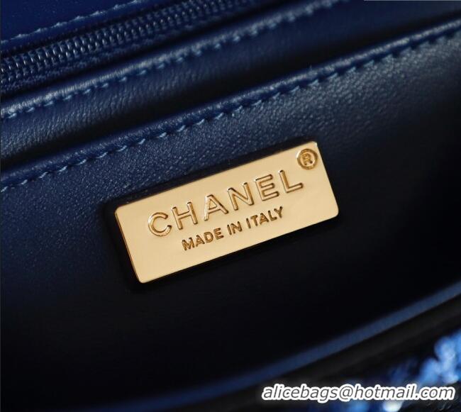 Luxury Cheap Chanel Chevron Sequins Flap Handbag CH100904 Blue 2025