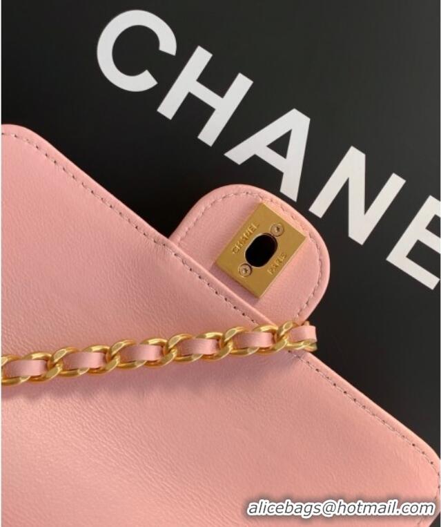 Buy Discount Chanel Shiny Lambskin Clutch with chain and Top Handle Bag AP4675 Light Pink 2025