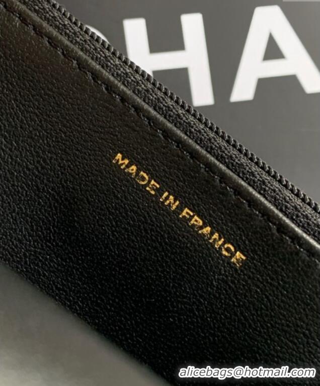 Affordable Price Chanel Shiny Lambskin Wallet with chain and Top Handle Bag AP4674 Black 2025