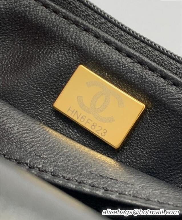 Affordable Price Chanel Shiny Lambskin Wallet with chain and Top Handle Bag AP4674 Black 2025