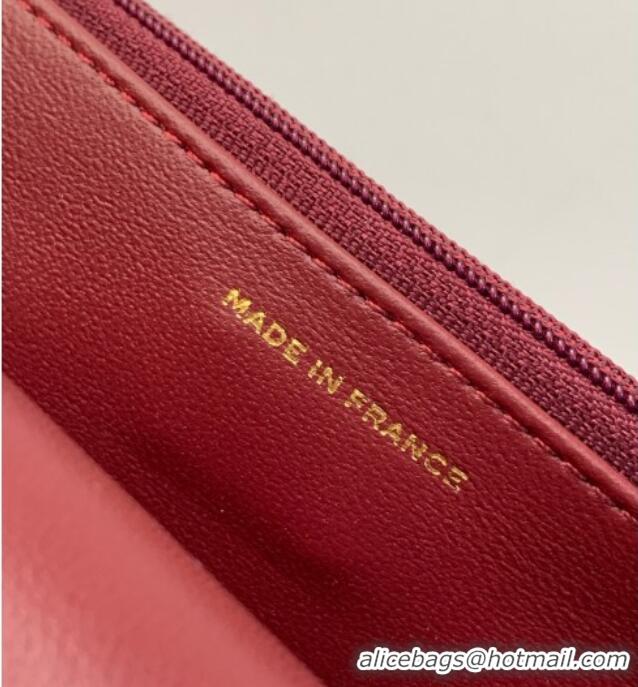 Top Quality Chanel Shiny Lambskin Wallet with chain and Top Handle Bag AP4674 Burgundy 2025