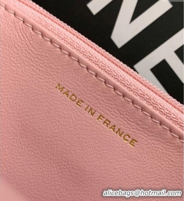Super Quality Chanel Shiny Lambskin Wallet with chain and Top Handle Bag AP4674 Light Pink 2025