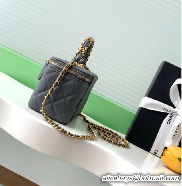Big Discount Chanel Grained Calfskin Vanity Case with Top Handle Bag AP4799 Grey 2025