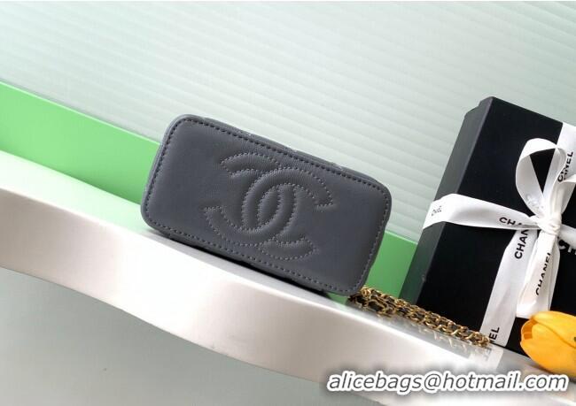 Big Discount Chanel Grained Calfskin Vanity Case with Top Handle Bag AP4799 Grey 2025