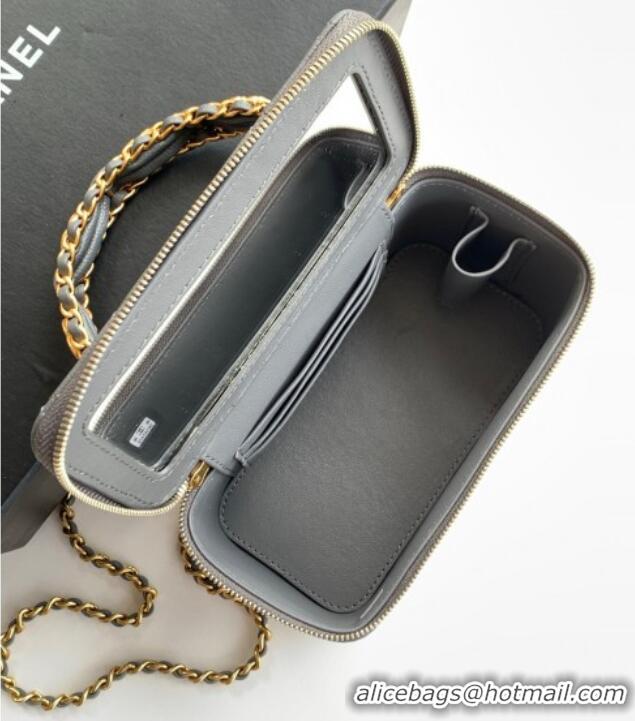Big Discount Chanel Grained Calfskin Vanity Case with Top Handle Bag AP4799 Grey 2025