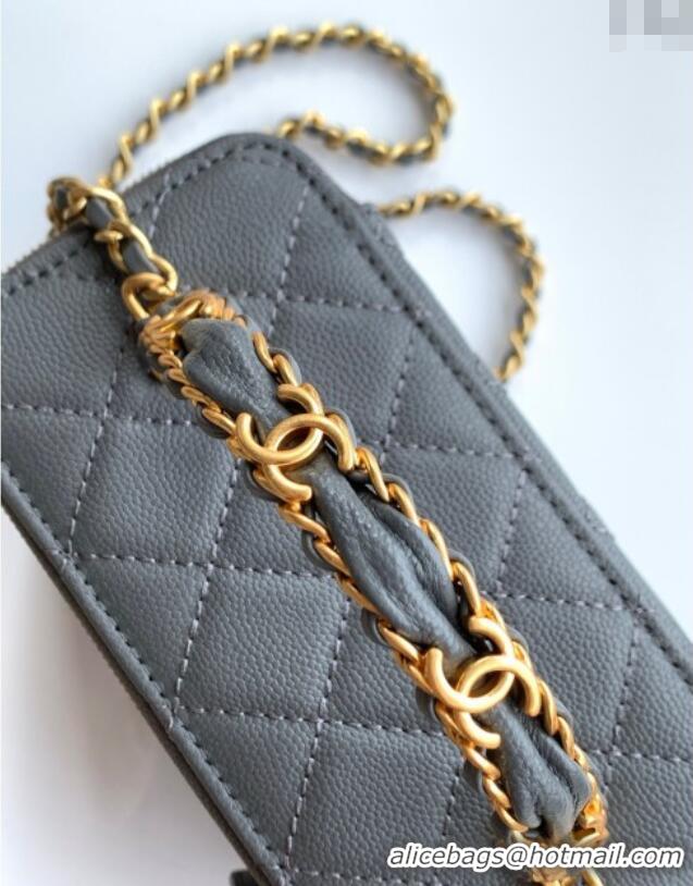 Big Discount Chanel Grained Calfskin Vanity Case with Top Handle Bag AP4799 Grey 2025