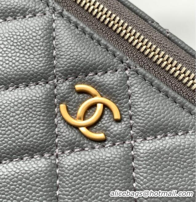Big Discount Chanel Grained Calfskin Vanity Case with Top Handle Bag AP4799 Grey 2025