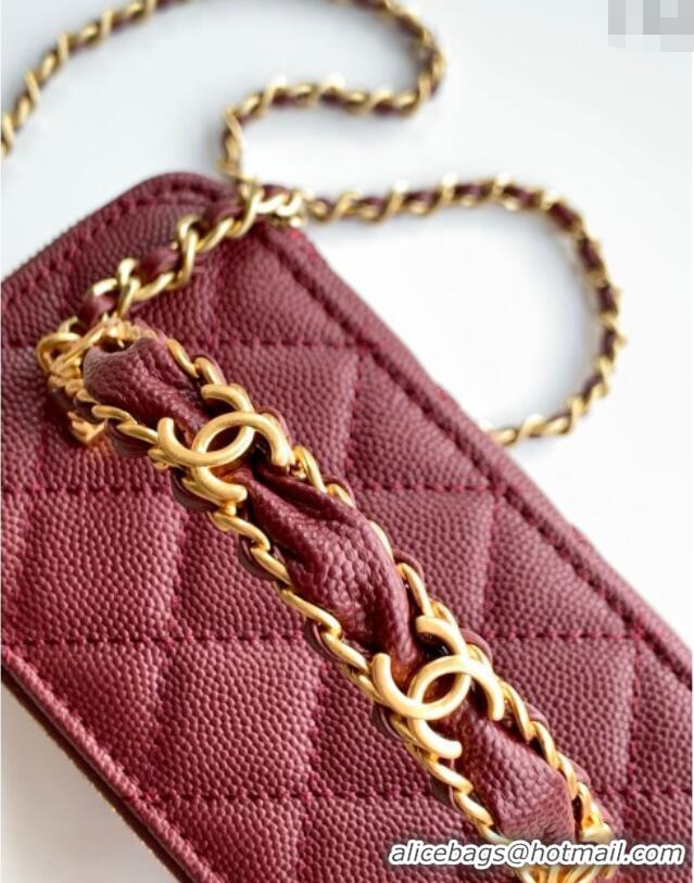 Low Price Chanel Grained Calfskin Vanity Case with Top Handle Bag AP4799 Burgundy 2025