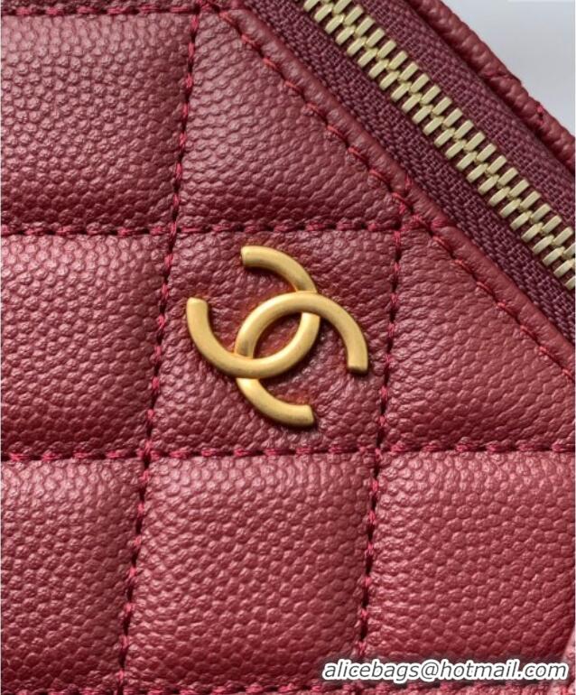 Low Price Chanel Grained Calfskin Vanity Case with Top Handle Bag AP4799 Burgundy 2025
