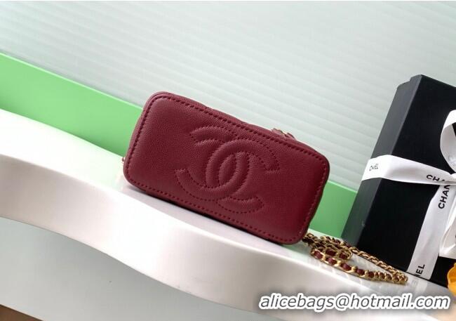 Low Price Chanel Grained Calfskin Vanity Case with Top Handle Bag AP4799 Burgundy 2025