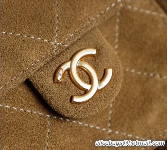 Discount Design Chanel Quilted Suede 25 Medium Backpack Bag AS5600 Brown 2025