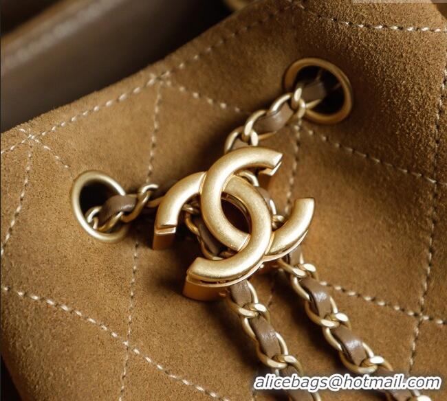 Discount Design Chanel Quilted Suede 25 Medium Backpack Bag AS5600 Brown 2025