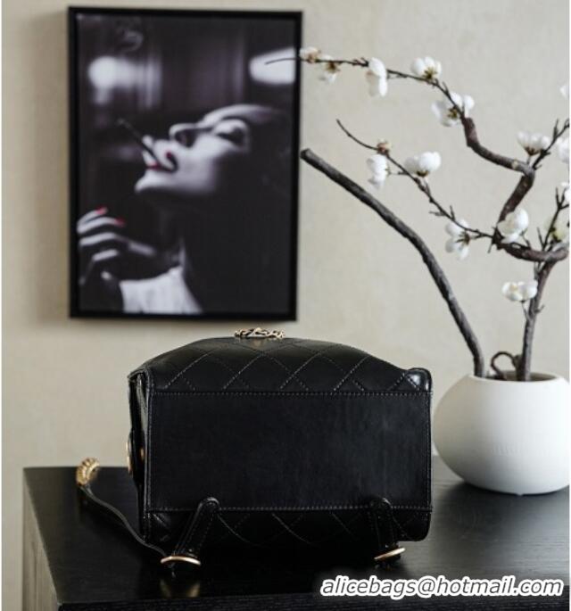Top Grade Chanel Waxy Calfskin 25 Medium Backpack Bag AS5600 Black 2025