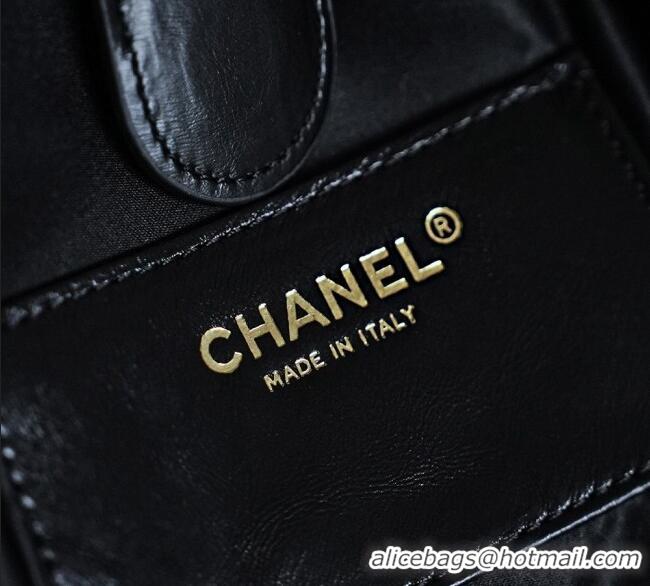 Top Grade Chanel Waxy Calfskin 25 Medium Backpack Bag AS5600 Black 2025