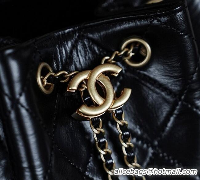 Top Grade Chanel Waxy Calfskin 25 Medium Backpack Bag AS5600 Black 2025