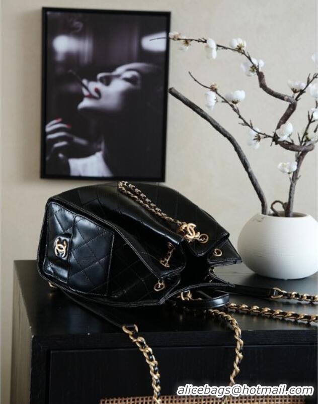 Top Grade Chanel Waxy Calfskin 25 Medium Backpack Bag AS5600 Black 2025