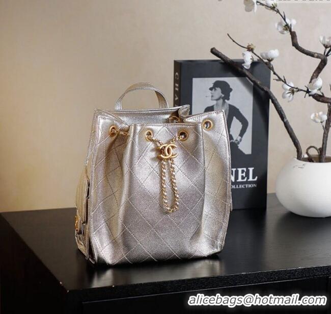 Shop Discount Chanel Grained Calfskin 25 Medium Backpack Bag AS5600 Champagne Gold 2025