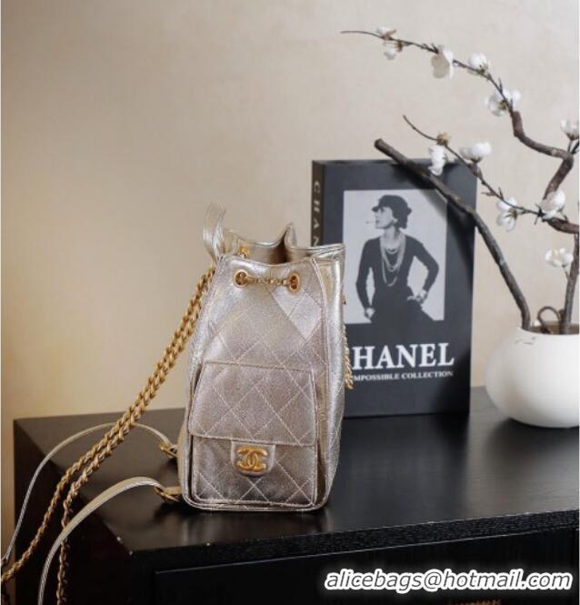 Shop Discount Chanel Grained Calfskin 25 Medium Backpack Bag AS5600 Champagne Gold 2025