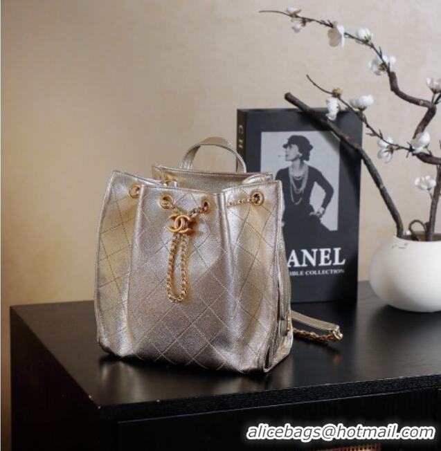 Shop Discount Chanel Grained Calfskin 25 Medium Backpack Bag AS5600 Champagne Gold 2025