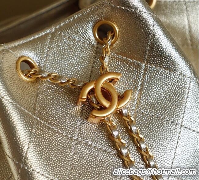 Shop Discount Chanel Grained Calfskin 25 Medium Backpack Bag AS5600 Champagne Gold 2025