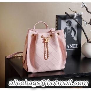 Trendy Design Chanel Grained Calfskin 25 Medium Backpack Bag AS5600 Light Pink 2025