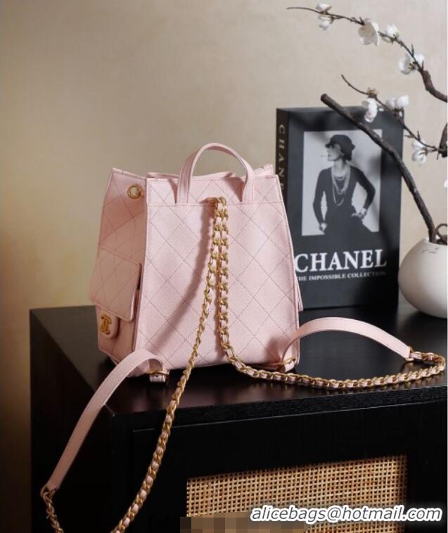 Trendy Design Chanel Grained Calfskin 25 Medium Backpack Bag AS5600 Light Pink 2025