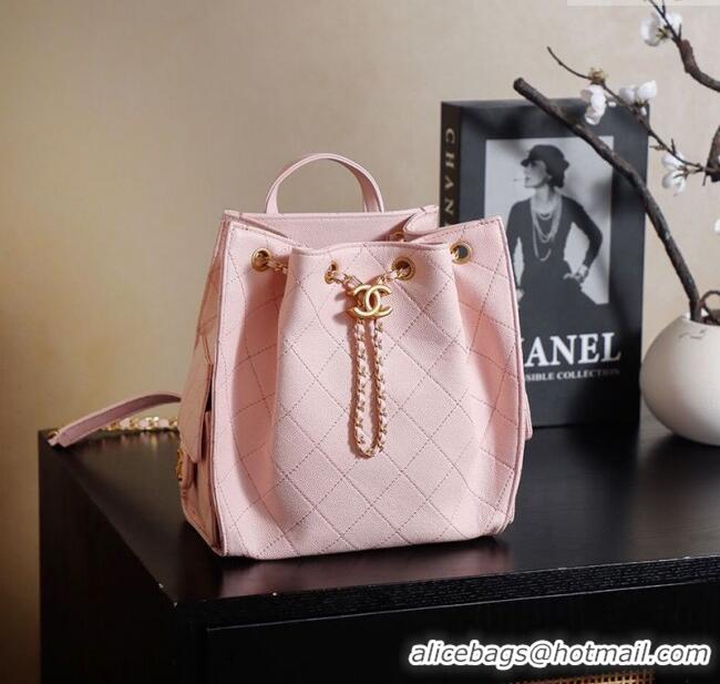 Trendy Design Chanel Grained Calfskin 25 Medium Backpack Bag AS5600 Light Pink 2025