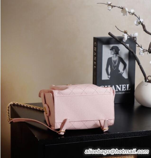 Trendy Design Chanel Grained Calfskin 25 Medium Backpack Bag AS5600 Light Pink 2025