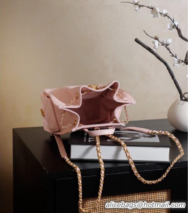 Trendy Design Chanel Grained Calfskin 25 Medium Backpack Bag AS5600 Light Pink 2025
