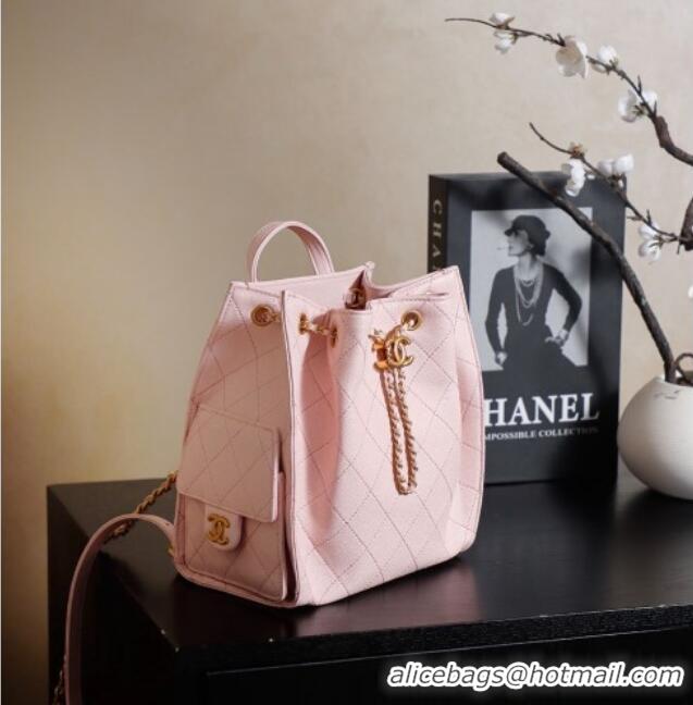 Trendy Design Chanel Grained Calfskin 25 Medium Backpack Bag AS5600 Light Pink 2025