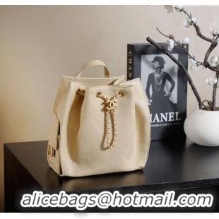 Market Sells Chanel Grained Calfskin 25 Medium Backpack Bag AS5600 Apricot Yellow 2025