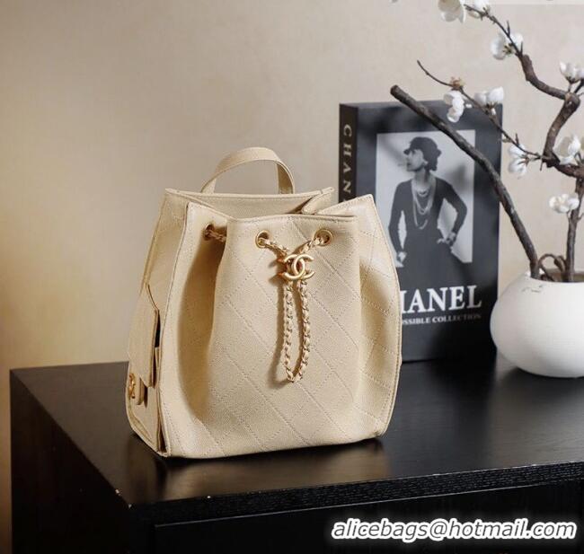 Market Sells Chanel Grained Calfskin 25 Medium Backpack Bag AS5600 Apricot Yellow 2025