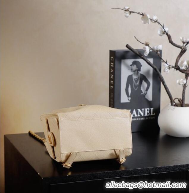 Market Sells Chanel Grained Calfskin 25 Medium Backpack Bag AS5600 Apricot Yellow 2025
