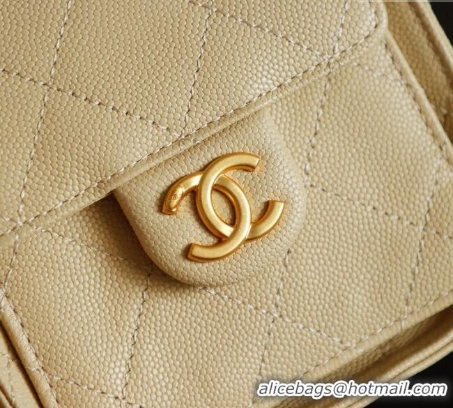 Market Sells Chanel Grained Calfskin 25 Medium Backpack Bag AS5600 Apricot Yellow 2025