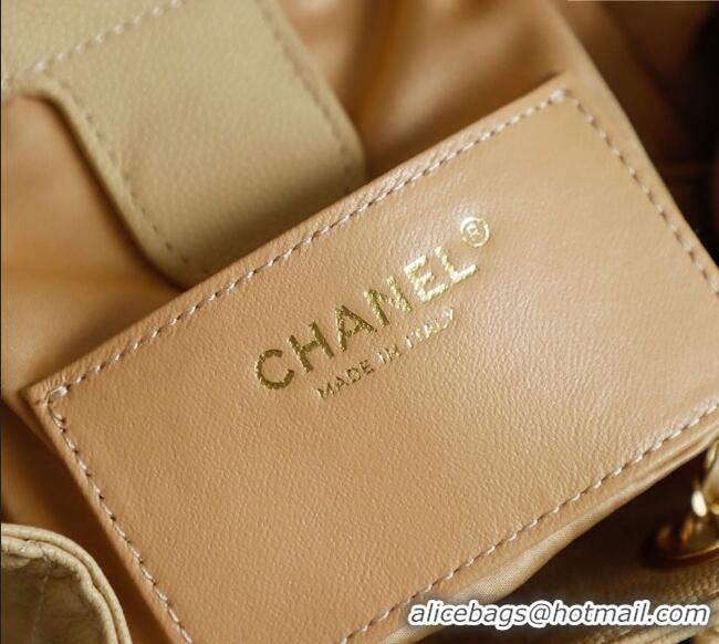 Market Sells Chanel Grained Calfskin 25 Medium Backpack Bag AS5600 Apricot Yellow 2025