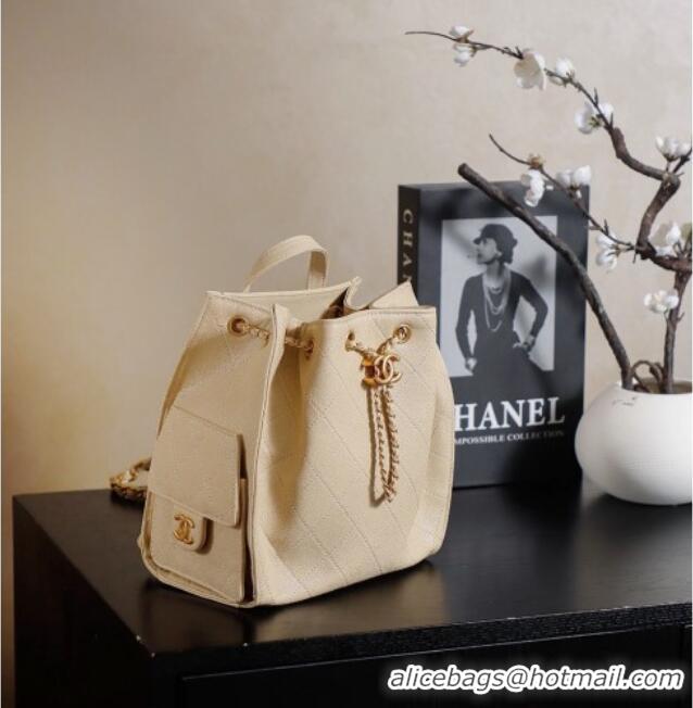 Market Sells Chanel Grained Calfskin 25 Medium Backpack Bag AS5600 Apricot Yellow 2025