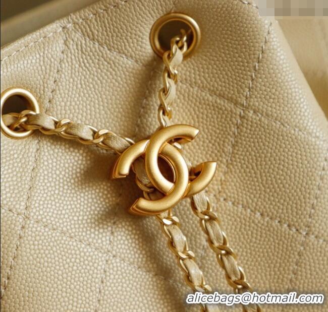 Market Sells Chanel Grained Calfskin 25 Medium Backpack Bag AS5600 Apricot Yellow 2025