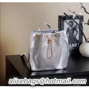 Best Product Chanel Grained Calfskin 25 Medium Backpack Bag AS5600 Silver 2025