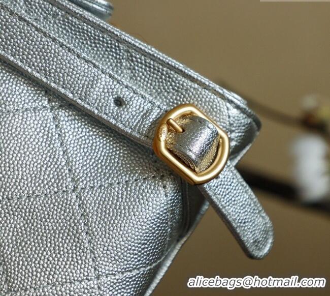 Best Product Chanel Grained Calfskin 25 Medium Backpack Bag AS5600 Silver 2025